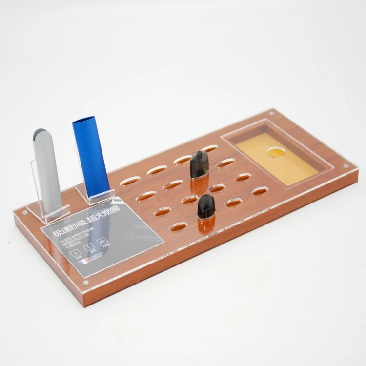 Wood grain acrylic electronic cigarette display rack vapes