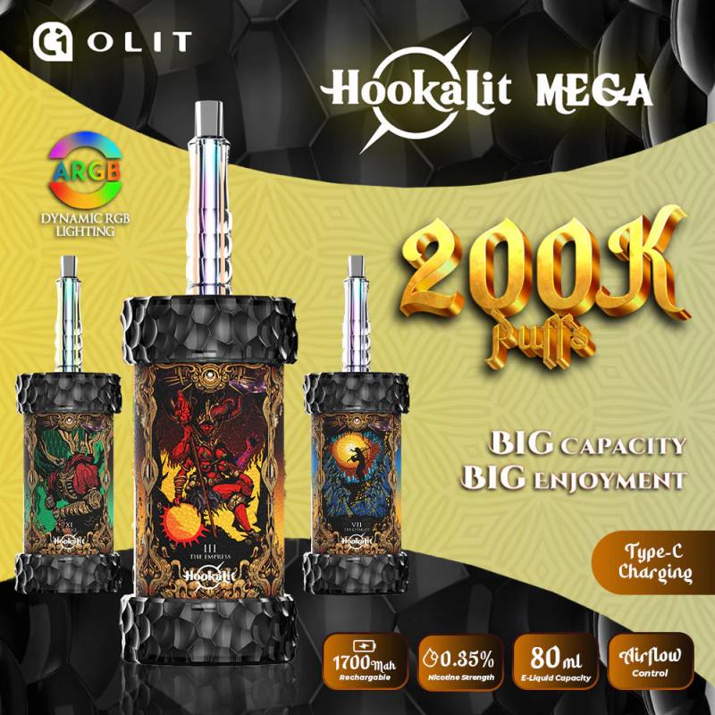 OLITHookaLitMEGA200KDisposableE-Hookah200000PuffsHookalit Mega 200K